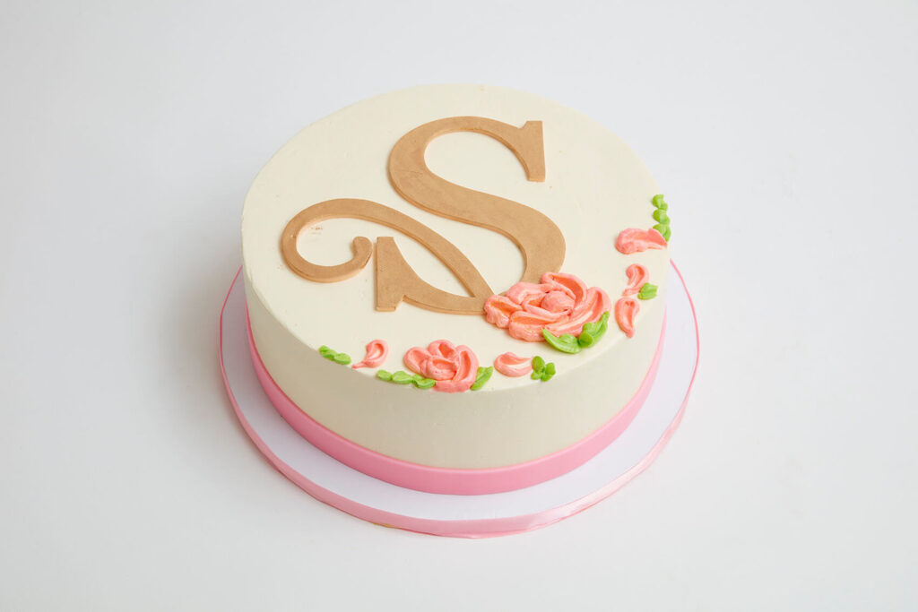 Fancy Font Monogram Cake