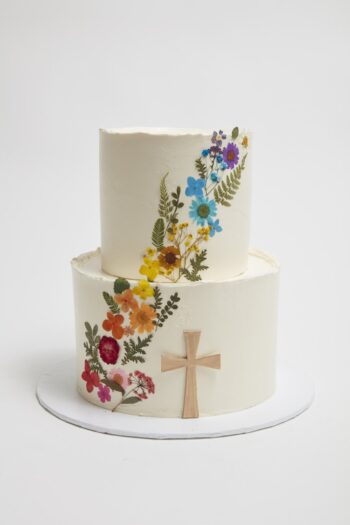 Cross And Pressed Florals Cake
